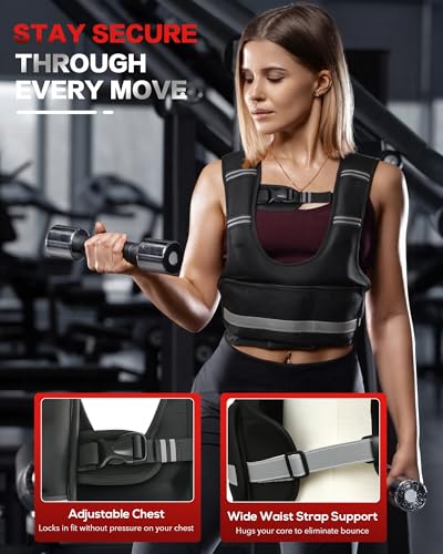 Weighted Vest for Women & Men with U-Shaped Breathable Design, Adjustable Weights 8–18lbs for Walking, Running, Rucking – Strength Training Weighted Vest with Adjustable Straps and Large Phone Pocket