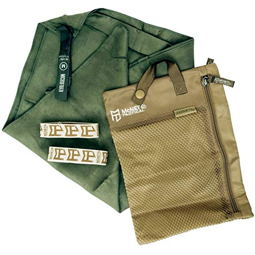 GEAR AID Quick Dry Microfiber Towels - Super Absorbent, Odor-Resistant, Fast Drying with Mesh Bag, Perfect for Camping and Travel, Sizes - color: Od Green, size: MED (20”x40”)