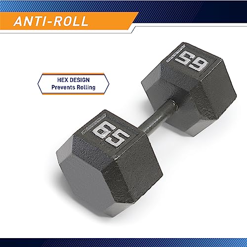 Marcy Cast Iron Hex Dumbbells Collection - Available size from 3-lb to 100-lb, SOLD INDIVIDUALLY - style: 65lbs