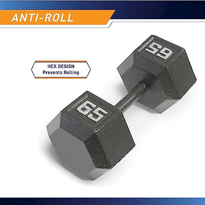 Marcy Cast Iron Hex Dumbbells Collection - Available size from 3-lb to 100-lb, SOLD INDIVIDUALLY - style: 65lbs
