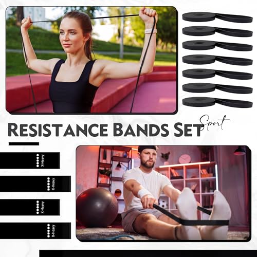 Outus 20 Pcs Resistance Bands Set 10 Resistance Loop Exercise Bands 10 Pull Up Strength Training Physical Therapy for Women Men Home Gym Workout Pilates Yoga Glutes Leg Full Body - color: Black