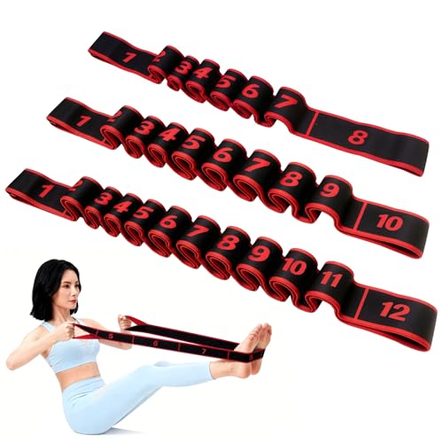 3PCS Numbered Stretch Resistance Band, 8.10.12-Loop Elastic Training Bands for Stretching, Yoga, Multi-Loop Fitness Band for Flexibility & Strength Training