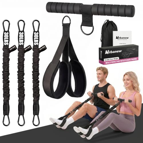 Pedal Resistance Band with Handle, 90LBS Adjustable Exercise Band - color: Black
