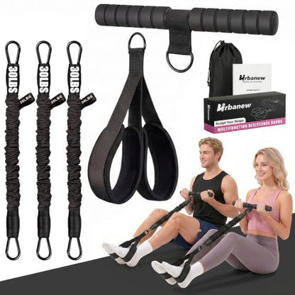 Pedal Resistance Band with Handle, 90LBS Adjustable Exercise Band - color: Black