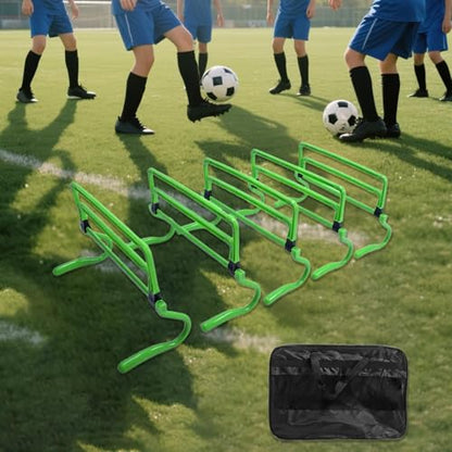 5 Pieces Agility Hurdles Field Training Speed Training Hurdles Fitness Workout Equipment Obstacle Rack Adjustable Height Foldable PVC Suitable for, Green