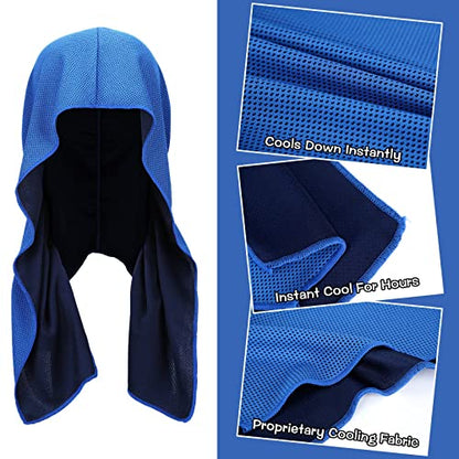 Bencailor 6 Pcs Cooling Hoodie Sport Cooling Towels - color: Gray/Royal Blue/Black