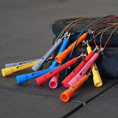 WOD Nation Adjustable Speed Jump Rope For Men, Women & Children - Blazing Fast Fitness Skipping Rope Perfect for Boxing, MMA, Endurance - color: Pink