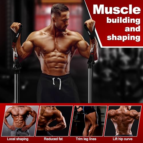 Resistance Band Set. Exercise Bands with Handles, Door Anchor and Ankle Strap. Home Gym, Supports Full-Body Workouts - with Training Guide and Fitness Video