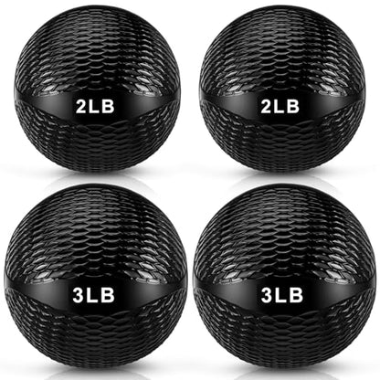 Halloscume 4 Pcs 2lb and 3lb Non Slip Weighted Toning Balls for Exercise, Innovations Soft Medicine Balls for Core Strength, Balance Training, Exercise, Pilates, Yoga, Flexibility
