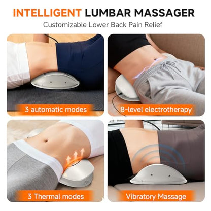 Electric Lumbar & Back Stretching Massager with Airbag Stretch, Vibration Massage, Auto Mode | for Home Relaxation, Ideal Gift (White) - color: White
