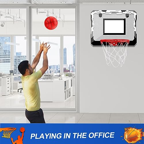 Indoor Mini Basketball Hoop Set Gift for Kids Adults, Upgrade Over Door Hoop with 4 Rubber 6" Balls, Wall Mount Hoop for Bedroom Yard, Christmas Stocking Stuffer Gift for Boys Teen