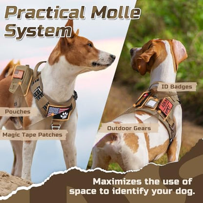 rabbitgoo Tactical Dog Harness for Small, No Pull Military Service Vest - color: Brown, size: Small