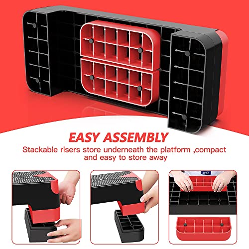 GYMMAGE Aerobic Exercise Step, Adjustable Height, - color: Red