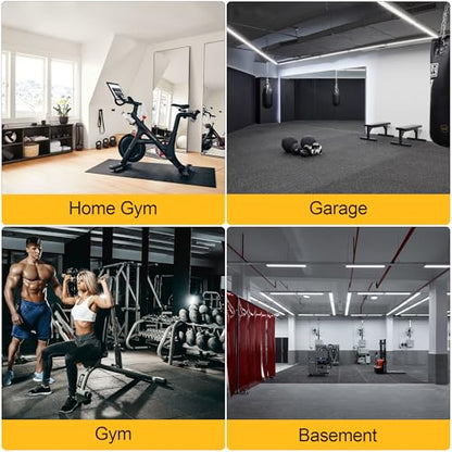 Nisorpa 1" Thick Rubber Exercise Equipment Mats, Anti-Vibration Pads 20" x 20'', Sound Absorbing Mat, Gym Floor Tiles Non-Slip, with 12 Pcs Buckles for Fixing, for Fitness Equipment (4 Pcs)