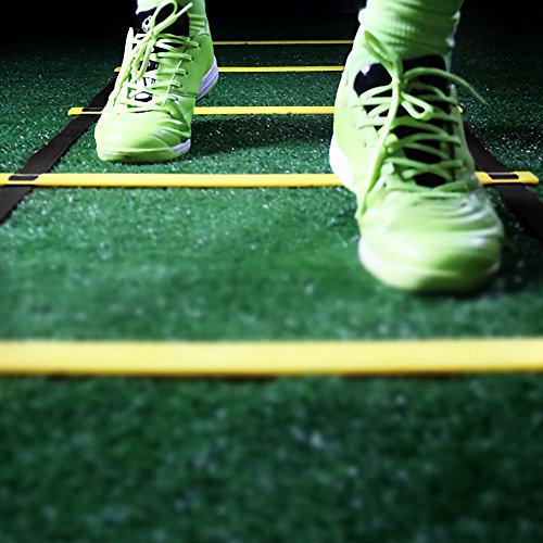 RiToEasysports Speed Training Ladder, Speed Training Ladder Footwork Exercise Tackle for Football Soccer Sports (Yellow) Soccer Training Equipment