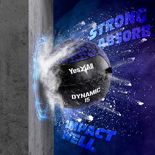 Yes4All Wall Ball, Soft Leather Weighted Iron Sand Ball for Dynamic Multifunctional Exercise, 6 LB - 30 LB - color: B. Soft Surface - Dynamic, style: D. 15LB