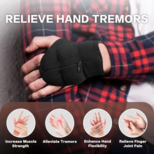Weighted Gloves for Tremors-Adjustable Hand Gloves Stability Aid for Parkinson's Hand Tremors, Enhanced Grip & Writing Support for Elderly - size: Set Medium