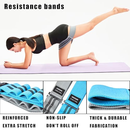 Adjustable Fabric Resistance Bands for Squats, Glutes & Legs – 5 Levels of Customizable Size, Width & Tension, Non-Slip Booty Bands for Men and Women, Pilates & Yoga Workouts(Medium)