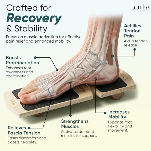 Ankle Balance Board & Foot Strengthener | Single-Leg Axis Board for Plantar Fasciitis Relief & Physical Therapy | Foot Stretcher for Sprained Ankle & Achilles Tendonitis | Non Slip Wooden Slant Board