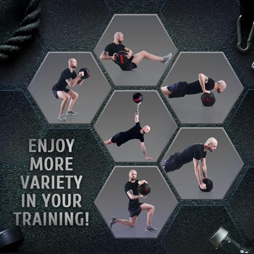 ZELUS Medicine Ball with Dual Grip| 10/20 lbs Exercise Ball |Weight Ball with Handles| Textured Grip Exercise Ball |Strength Training| Core Workouts