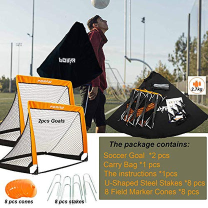 Poray Portable Soccer Goal Pop Up Soccer Net for Kids and Adults with 210D Oxford Fabric & Extra Stakes,Birthday Gift & Fun for Backyard and Soccer Training