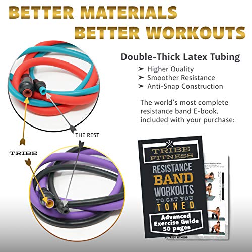 TRIBE Resistance Bands Set with Loop Bands I Bands for Men&Women with Workout Bands, Loop Bands, Handles, Door Anchor, Ankle Strap, Exercise eBook I Resistance Training Fitness EquipMen&Women