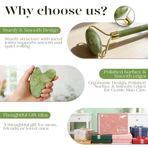 BAIMEI IcyMe Gua Sha & Jade Roller Set, Cooling Face Roller & Guasha Tool for Face Depuffing, Facial Sculpting & Jawline Definition, Smooth Rolling Skincare Tools Gifts for Women & Men – Green - color: Green