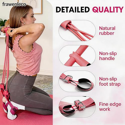 Fitness Resistance Bands with 4 Tube Pedal Ankle Puller, Elastic Yoga Pedal Stretch Band for Exercise,