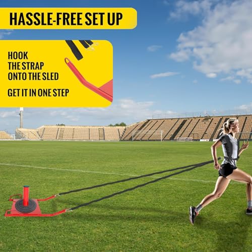 ECOTRIC Power Speed Sled & Harness Weighted Drag Sport Running Football Train Fit for 1-2 Inch Plates