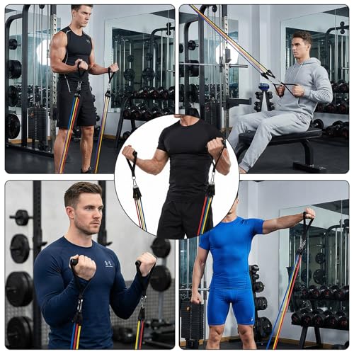 11PCS Resistance Bands, 150 LBS Exercise Bands Set with Handles, Work Out Band with Door Anchor, Ankle Straps for Strength Training, Yoga, Pilates, Physical Therapy, Home Gym