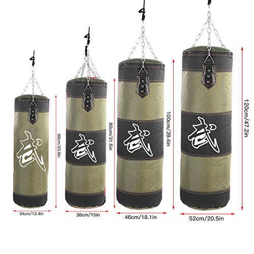 Boxing Punch Bag Heavy Duty Punching Bag with Chains for Boxing Training Fitness Sandbag(1m Green) Martial Arts