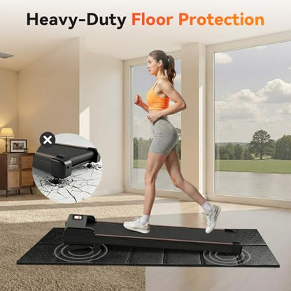 Treadmill Mat for Carpet & Hard Floors, 79" x 39" Foldable Floor Extra Thick Protection Mat, Non-Slip Noise & Shock Absorbing for Walking Pad, Exercise Bike, Elliptical, Home Gym Equipment - size: 79"L x 39"W x 0.2"Th