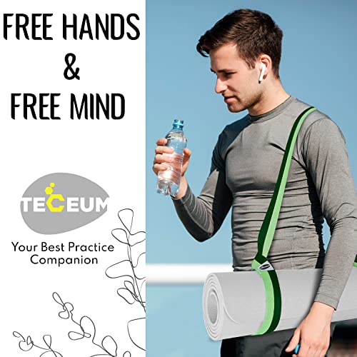 TECEUM Yoga Mat Strap – Extra Soft & Thick Cotton Carrier for All Mats - color: Green Avocado, size: 64 IN