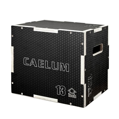 CAELUM 3-in-1 Wood Plyo Box - Non-Slip Plyometric Jump Box for Home & Gym, 400lbs Bearing Fitness Launch Box for Jumping Squats Step-ups Strength Training