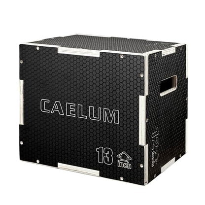 CAELUM 3-in-1 Wood Plyo Box - Non-Slip Plyometric Jump Box for Home & Gym, 400lbs Bearing Fitness Launch Box for Jumping Squats Step-ups Strength Training