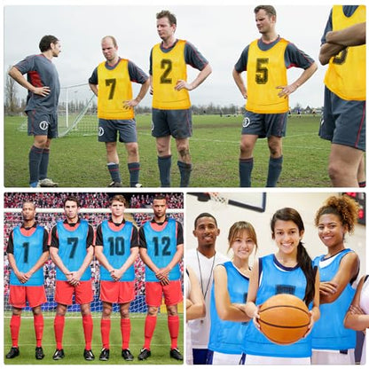 24 Pack Nylon Mesh Scrimmage Team Practice Vests Pinnies Jerseys Train Vest for Adult Sport Basketball Soccer Football