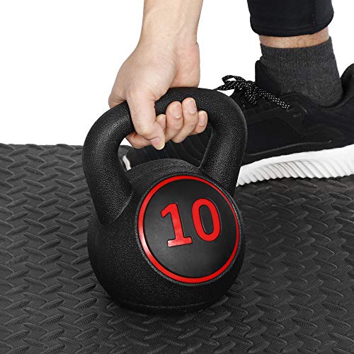 4-Piece Kettlebells Weights Set, Wide Grip Strength Training Soft Kettlebell, Exercise Fitness Concrete Weight, Full Body HIIT Workout, Weights for Women at Home 5 lbs 10 lbs 15 lbs and 20 lbs lb Dumbbells