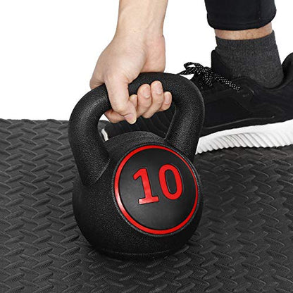 4-Piece Kettlebells Weights Set, Wide Grip Strength Training Soft Kettlebell, Exercise Fitness Concrete Weight, Full Body HIIT Workout, Weights for Women at Home 5 lbs 10 lbs 15 lbs and 20 lbs lb Dumbbells
