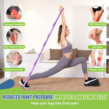 ODCPN Squat Wedge Block, 5 Adjustable Angles Slant Board for Calf Stretching with Stretching Strap & Poster, 520 LBS Heel Elevated Squat Wedge Capacity for Yoga, Ankle Physical Therapy & Mobility - color: Black