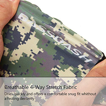 BASSDASH ALTIMATE UPF 50+ Sun Protection Fingerless Fishing Gloves Men - color: Jungle Camo, size: X-Large