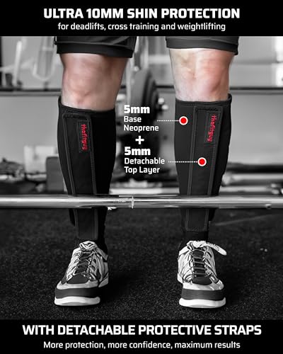 THEFITGUY Sled Pulling Belt & Weightlifting 10mm Shin Guards | Ultimate Combination for Enhanced protection & performance