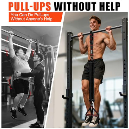 Upgraded Pull Up Assistance Bands, Heavy Duty Resistance Bands with Handles, Exercise Band with Door Anchor, Adjustable Workout Band Set for Pull Up Bar, Full Body Strength&Muscle Training, Home Gym