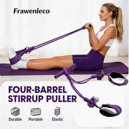Fitness Resistance Bands with 4 Tube Pedal Ankle Puller, Elastic Yoga Pedal Stretch Band for Exercise, - color: Purple