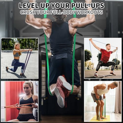Pull Up Bar for Doorway, Upgrade Chin up Bar for Doorway Without Screws,Resistance Bands Set of 5 – Pull Up Assistance Bands for Men & Women