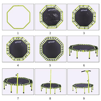 Newan 48" Fitness Trampoline with Adjustable Handle Bar, Silent Trampoline Bungee Rebounder Jumping Cardio Trainer Workout for Adults - Max Limit 330 lbs
