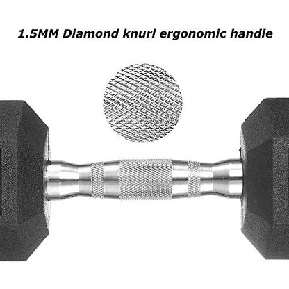 PAPABABE HEX Dumbbell Set 2.5-125lb, Rubber Encased Home Gym Dumbbells, Exercise & Fitness Weights Dumbbells for Women & Men, Hand Weight for Strength Training - size: 25 lb Pair, style: Chrome Handle