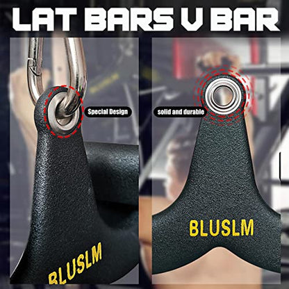 LAT Pull Down Bar for Cable Machine, LAT Pulldown Attachments T-bar V-bar Cable Attachment for Gym, Back Tricep Strength Training Handle