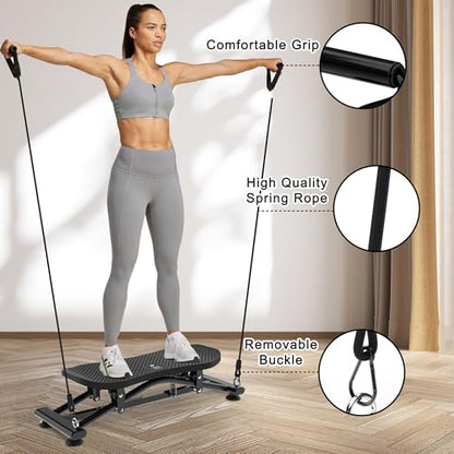 Indoor Ski Simulator with Resistance Bands Full Body Ski Machine for Home Gym Core Trainer Balance Board with Non-Slip Base Black