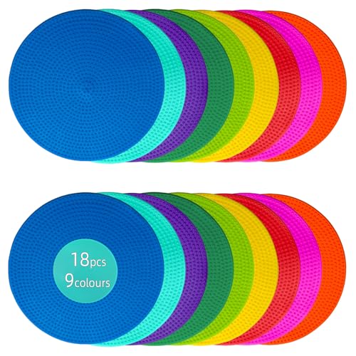 LAZR Non Slip Agility Marker Aggregate Dots 4.72 inch 9 inch Floor Dot Marker for Classroom Dance Sports Football Basketball Speed Agility Training - style: 9inch 18pcs(9colors)