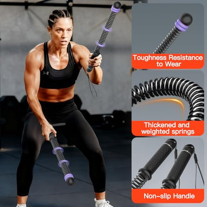 Weighted Ropeless Battle Ropes (2-Pack), Adjustable Resistance and Portable Cordless Battle Ropes for Home Gym with Non Slip Handle, HIIT and Low-Impact Aerobic Training for Men & Women (Purple)
